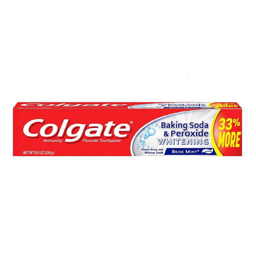 Colgate Baking Soda and Peroxide Whitening Bubbles Fluoride Toothpaste, Brisk Mint, 8 Oz
